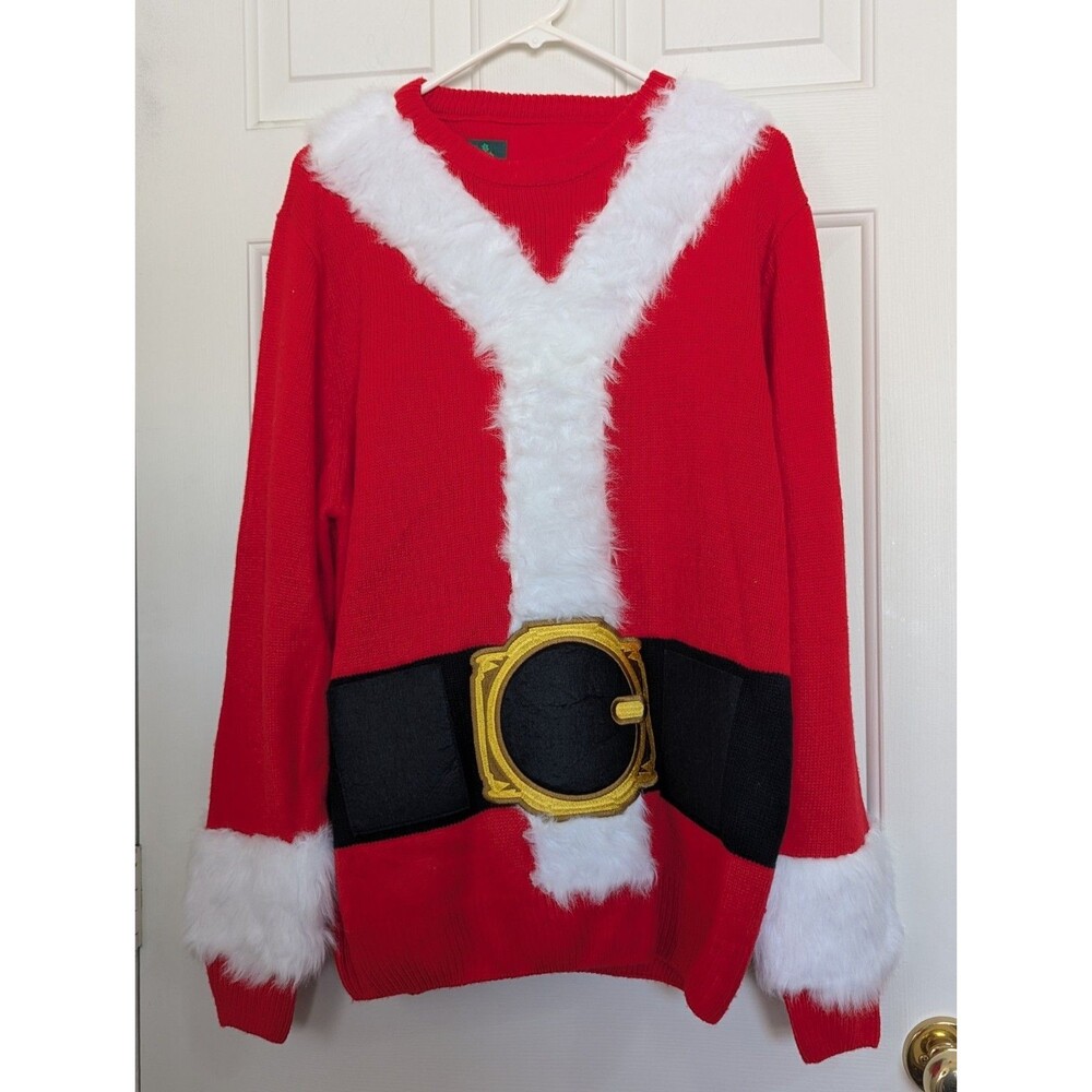 Holiday Party Christmas Santa Ugly Sweater Mens Large Beer Holster Holder Belt